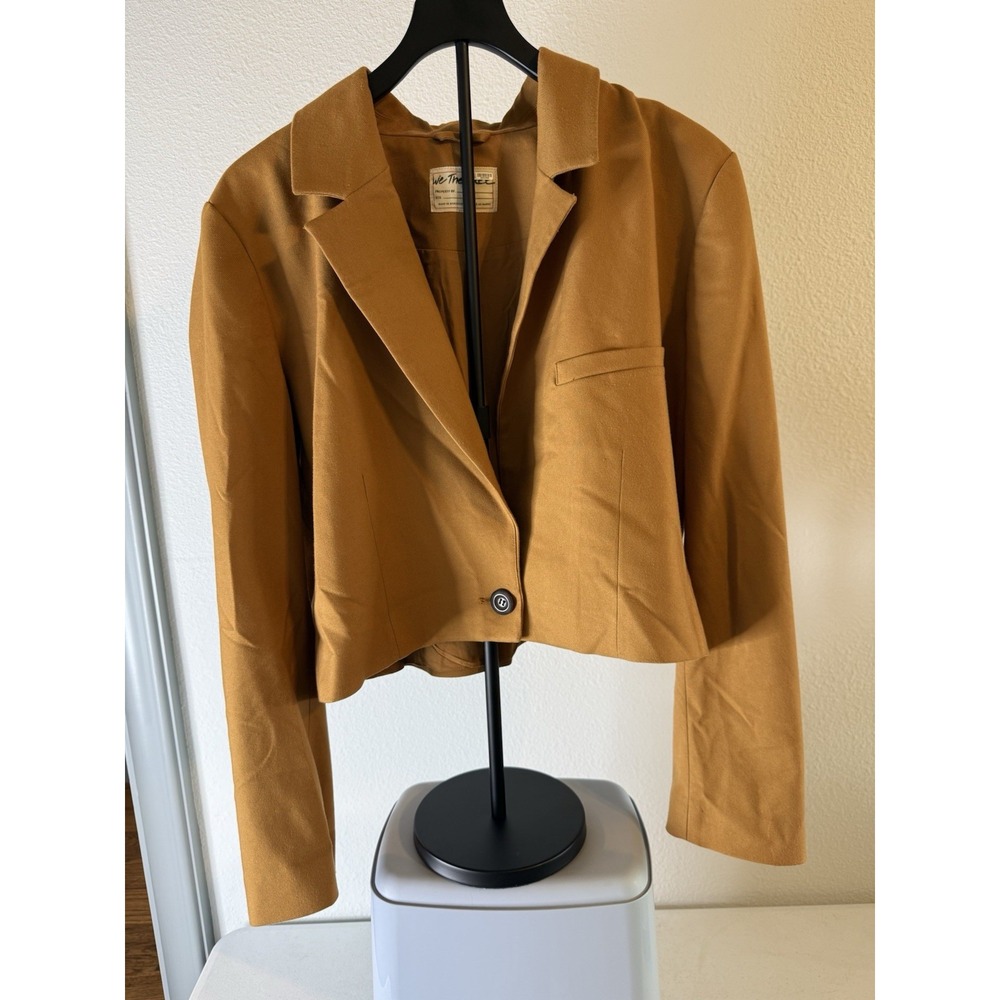 We The Free People Women's Cropped Jacket Orange Button Front Size XL